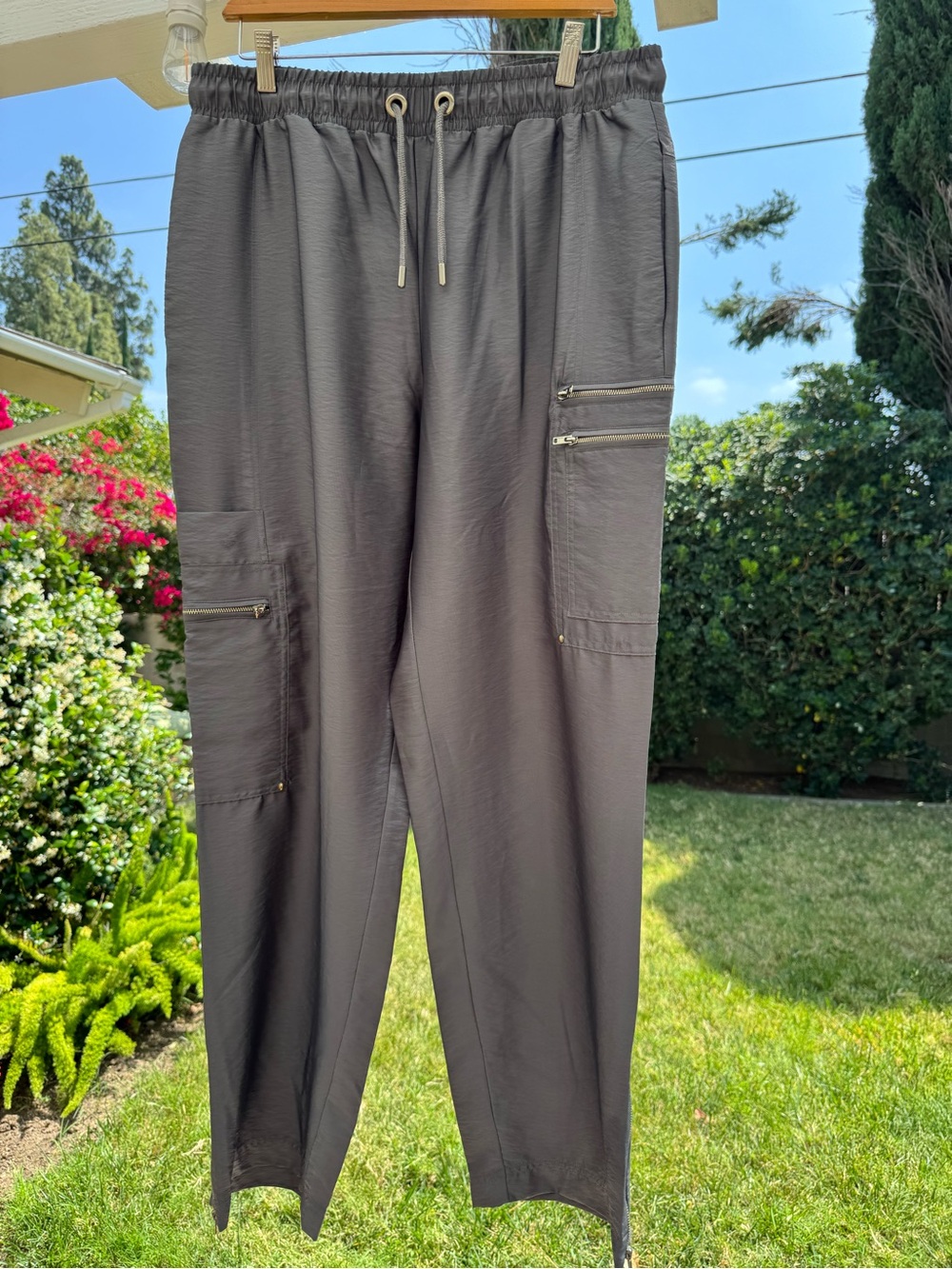 Gray Drawstring Cargo Pants